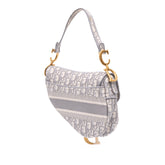 Oblique Canvas Embroidered Saddle Bag